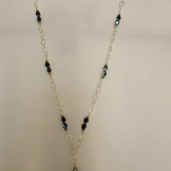 Black Swarovski Crystal Dangle Necklace - Picture 2 of 4